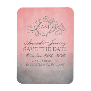 Rustikal rosa und grau Save the Date Bohemisch Magnet