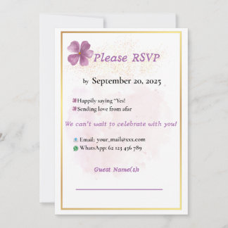 Rustikal rosa Wasserfarben Elegante Wedding RSVP C