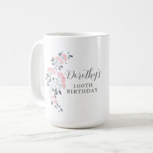 Rustikal rosa Wildblume Floral 100. Geburtstagsges Kaffeetasse
