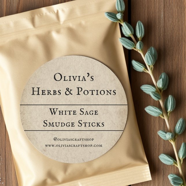 Rustikal | Sage Smudge | Produktkennzeichnungen Runder Aufkleber (Von Creator hochgeladen)