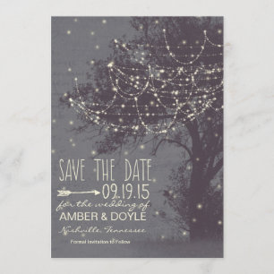 Rustikal Save the Date, alter Baum mit Save The Date