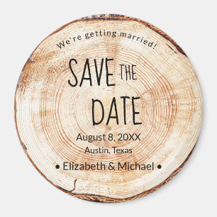 Rustikal Save the Date bedrucktes Holz einzigartig Magnet