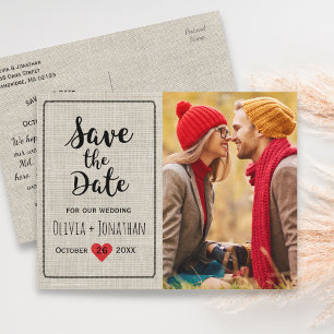 rustikal Save the Date Charmantes Vintages Herz Ankündigungspostkarte