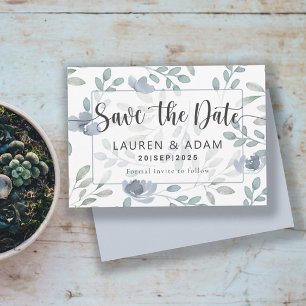 Rustikal Save the Date Dusty Blue Eucalyptus Flora