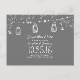 rustikal Save the Date mit Glühwürmchen Ankündigungspostkarte