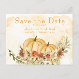 Rustikal Save the Date Pumpkin Wedding an Ankündigungspostkarte