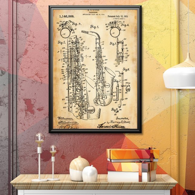 Rustikal | Saxophon - Patent Poster (Von Creator hochgeladen)