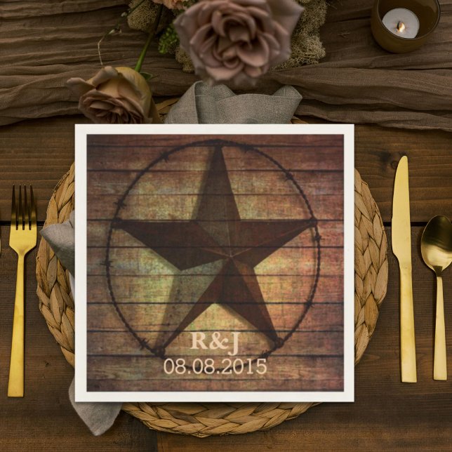 rustikal schicke Stallholz Texas Western Hochzeit Serviette (rustic chic barn wood texas star western wedding napkins)