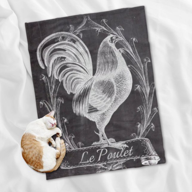 rustikal-schicke Tafel, französischer Hahn Fleecedecke (rustic chic blackboard french country rooster fleece blanket)