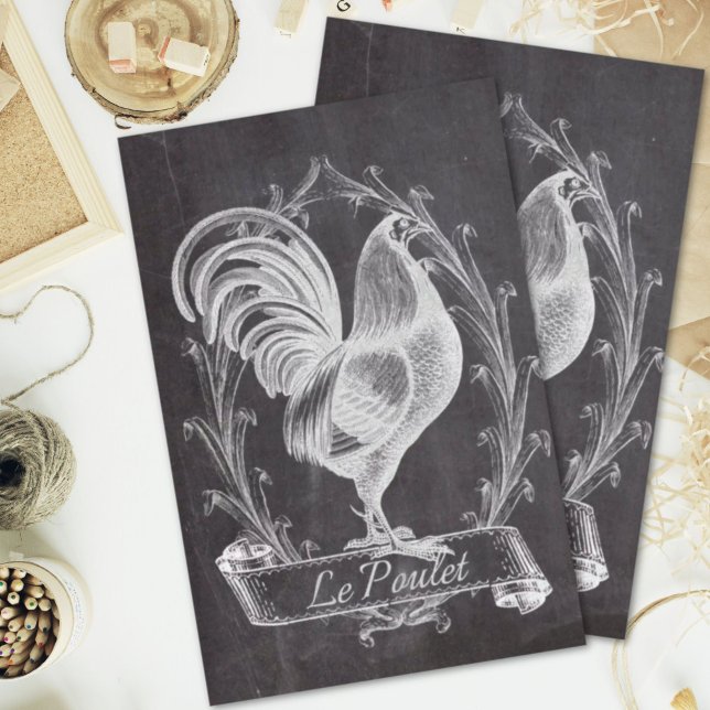 rustikal-schicke Tafel, französischer Hahn Seidenpapier (rustic chic blackboard french country rooster tissue paper)