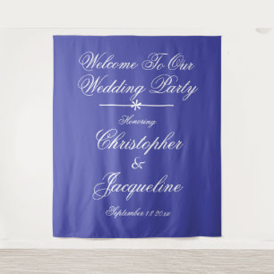 Rustikal schönes Blue Wedding Foto Stand Hintergru Wandteppich