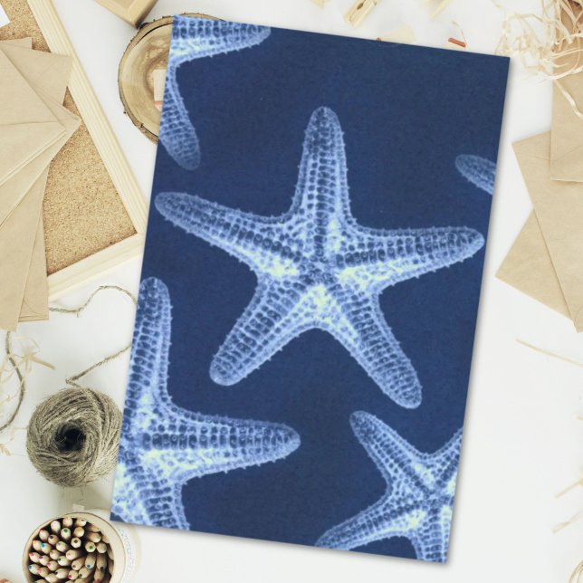 Rustikal-Seesternisch an der Küste Seidenpapier (coastal chic beach rustic nautical blue starfish tissue paper)