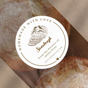 Rustikal Selbstgemacht mit Liebe Skizze Bäckerei A Runder Aufkleber