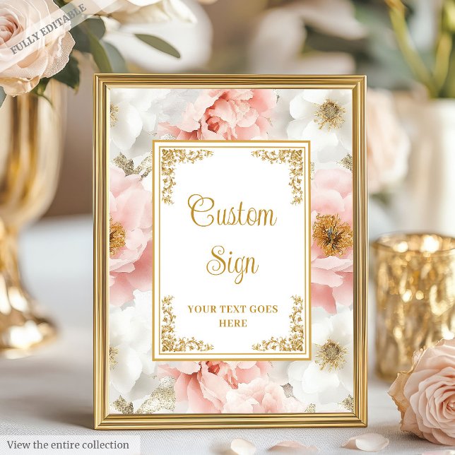 Rustikal staubige rosa Blume mit Goldakzenten 8x10 Poster (Rustic dusty pink flowers with gold accents 8x10 Poster)