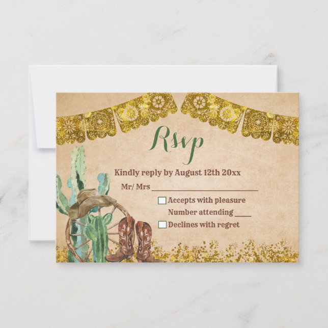 Rustikal Texas Cowboy Southwestern Birthday RSVP Karte (Vorderseite)