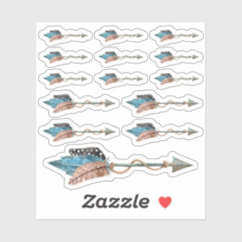 Rustikal Türkis Feathers Tribal Arrow Boho Chic Aufkleber