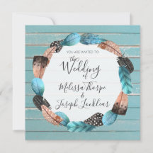 Rustikal türkisfarbene Holzfedern Hochzeitsfeiern