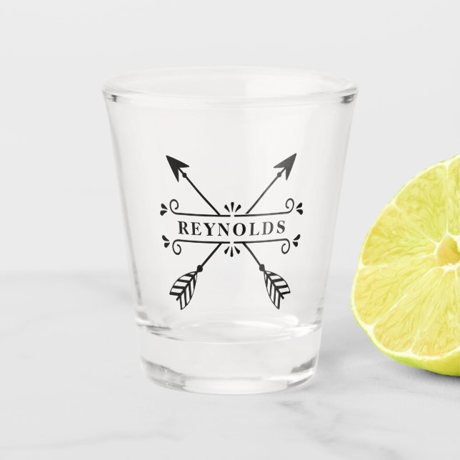 Rustikal überkreuzte Pfeile ID615 Schnapsglas (Vorderseite)