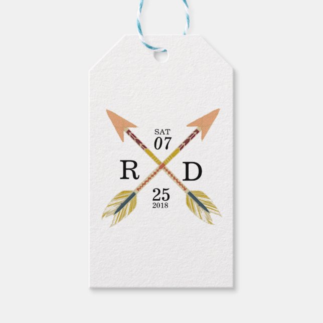 rustikal und Bohemisch | Kreuzbogen | Custom Weddi Geschenkanhänger (Vorderseite)