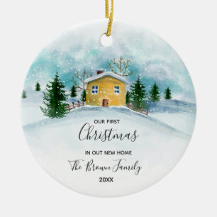 Rustikal Unser erstes Weihnachten in unserem neuen Keramik Ornament