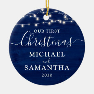 Rustikal Unser erstes Weihnachtspaar individuell a Keramik Ornament