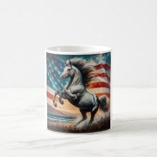 Rustikal, USA weißer Hengst Kaffeetasse