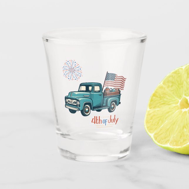 Rustikal/Vintag 4. Juli Schnapsglas (Vorderseite)