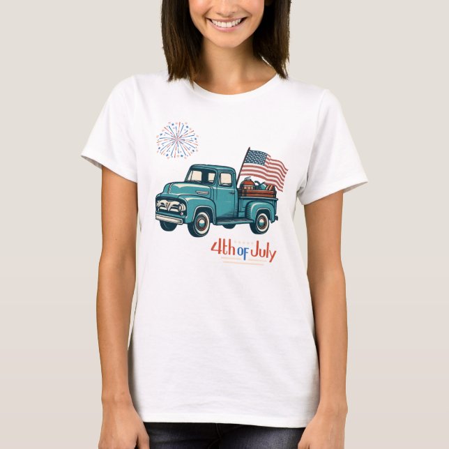 Rustikal/Vintag 4. Juli T-Shirt (Vorderseite)