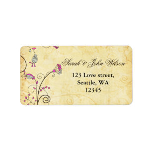 rustikal Vintag Botanische Fuchsienblüte Adressaufkleber