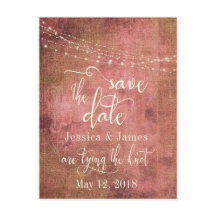 Rustikal Vintag rosa Burlap & Lights Save the Date