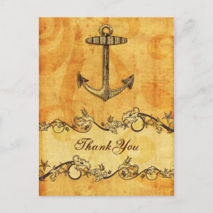rustikal, vintage, Anker nautisch danke Postkarte