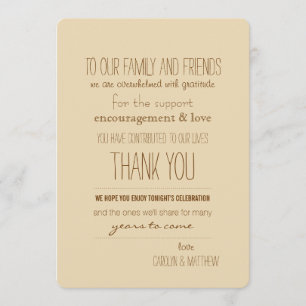 Rustikal   Vintage   Beige Hochzeit Danke Karte