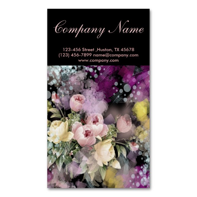 rustikal Vintage Botanische Tafel mit Blumen Magnetische Visitenkarte (Vorderseite Vertikal)