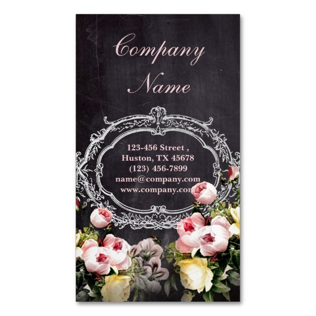 rustikal Vintage Botanische Tafel mit Blumen Magnetische Visitenkarte (Vorderseite Vertikal)