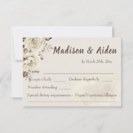 Rustikal-weiße Rosen Hochzeit RSVP Response Card