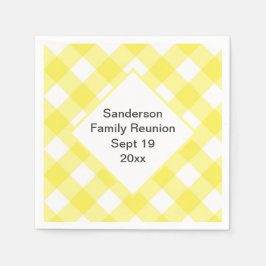 Rustikal Yellow Gingham Family Wiedersehen Custom Serviette