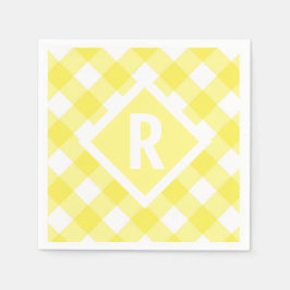 Rustikal Yellow Gingham Monogram Serviette