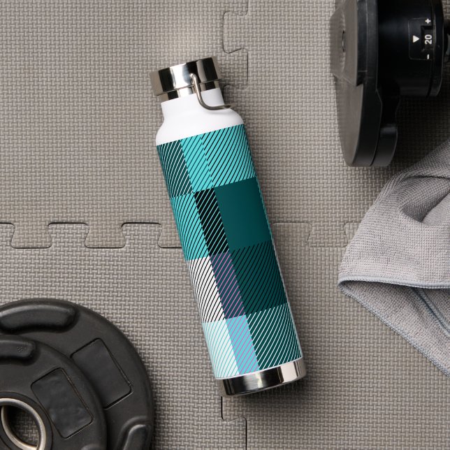 Rustikal zeitgenössisch Kariert Trinkflasche (Fitnessstudio)