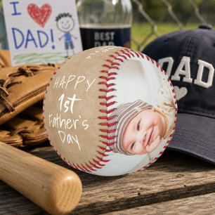 Rustikale 1. Vater-Tag Schrift 2 Foto Collage Basi Baseball
