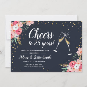 Rustikale 25. Hochzeitstag-Einladung Floral Einladung