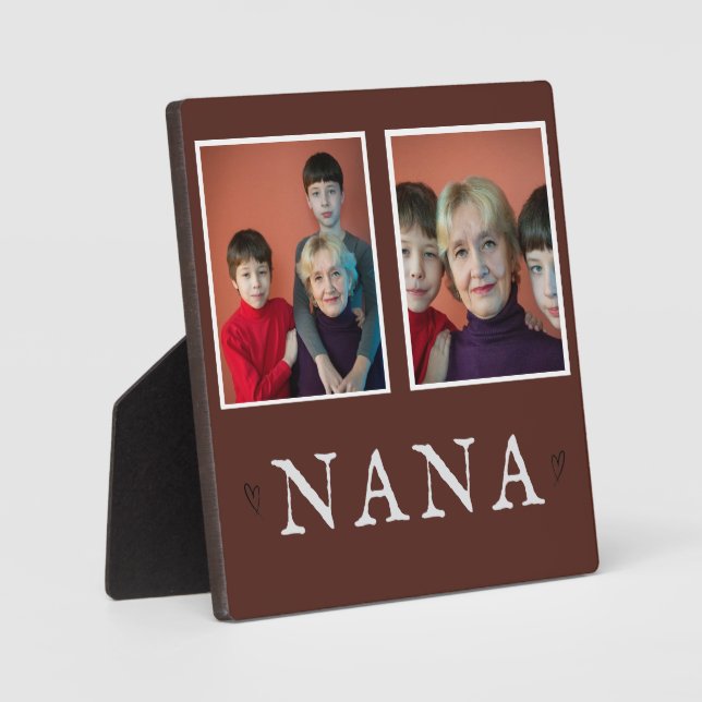 Rustikale 2-Foto Personalisierte Oma Plaque Fotoplatte (Vorderseite)