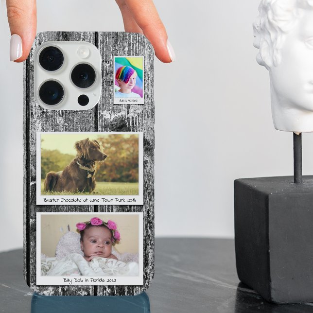 Rustikale 3 Foto Collage Black Planks iPhone Hülle (Von Creator hochgeladen)