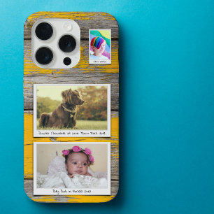 Rustikale 3 Foto Collage Yellow Planks iPhone 15 Pro Hülle