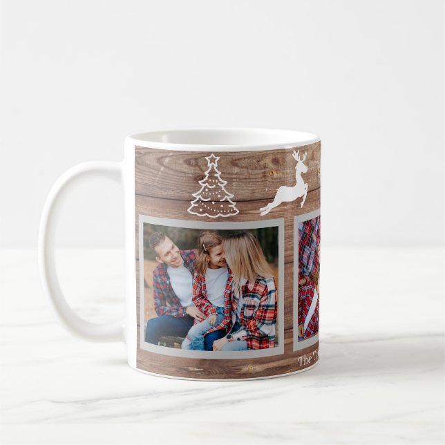 Rustikale 3-Foto-Familie Kaffeetasse (Links)