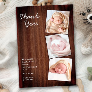 Rustikale 3 Foto Neue Baby Country Wood Dusche Dankeskarte