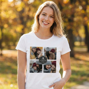 Rustikale 4 Bilder Familienfoto Collage T-Shirt