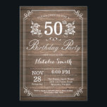 Rustikale 50. Geburtstagseinladung Einladung<br><div class="desc">Rustikaler 50. Geburtstag Einladung mit rustikalem Holzhintergrund und floralen Blume Muster. Erwachsener zum Geburtstag. Männer oder Frauen zum Geburtstag. Kinder Junge oder Mädchen Lady Teen Teenage Bday einladen. 13. 15. 16. 18. 20. 21. 30. 40. 50. 60. 70. 80. 90. Jedes Alter. Für weitere Anpassungen klicken Sie bitte auf die...</div>