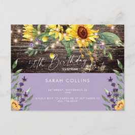 Rustikale 50. Geburtstagsüberraschung Sonnenblume Einladungspostkarte