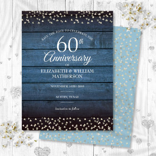 Rustikale 60. Diamantene Hochzeit - Save the Date Postkarte
