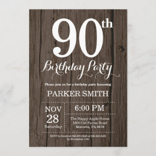 Rustikale 90. Geburtstagseinladung Einladung